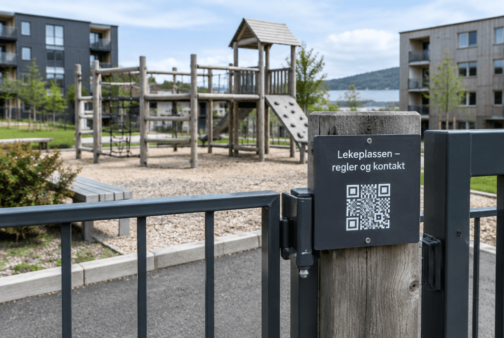 Illustrasjon: v�rbestandig QR-skilt fra FormNord